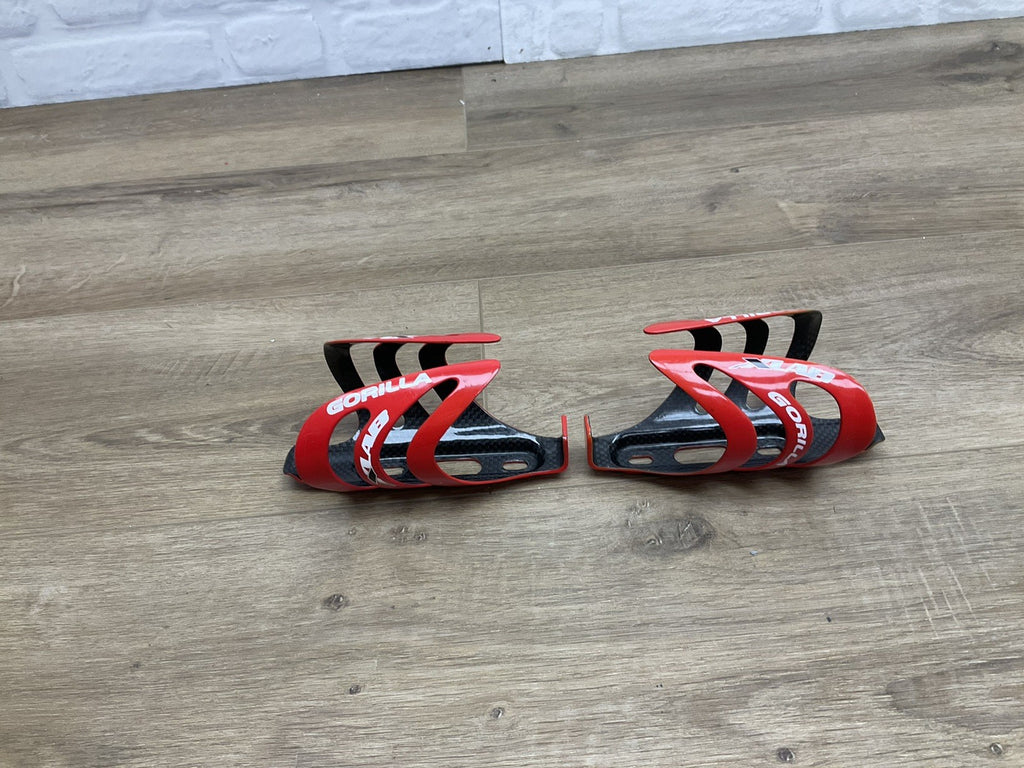 Xlab Gorilla Water Bottle Cages Gloss Red Bike Triathlon Carbon Fiber Grip Pair 