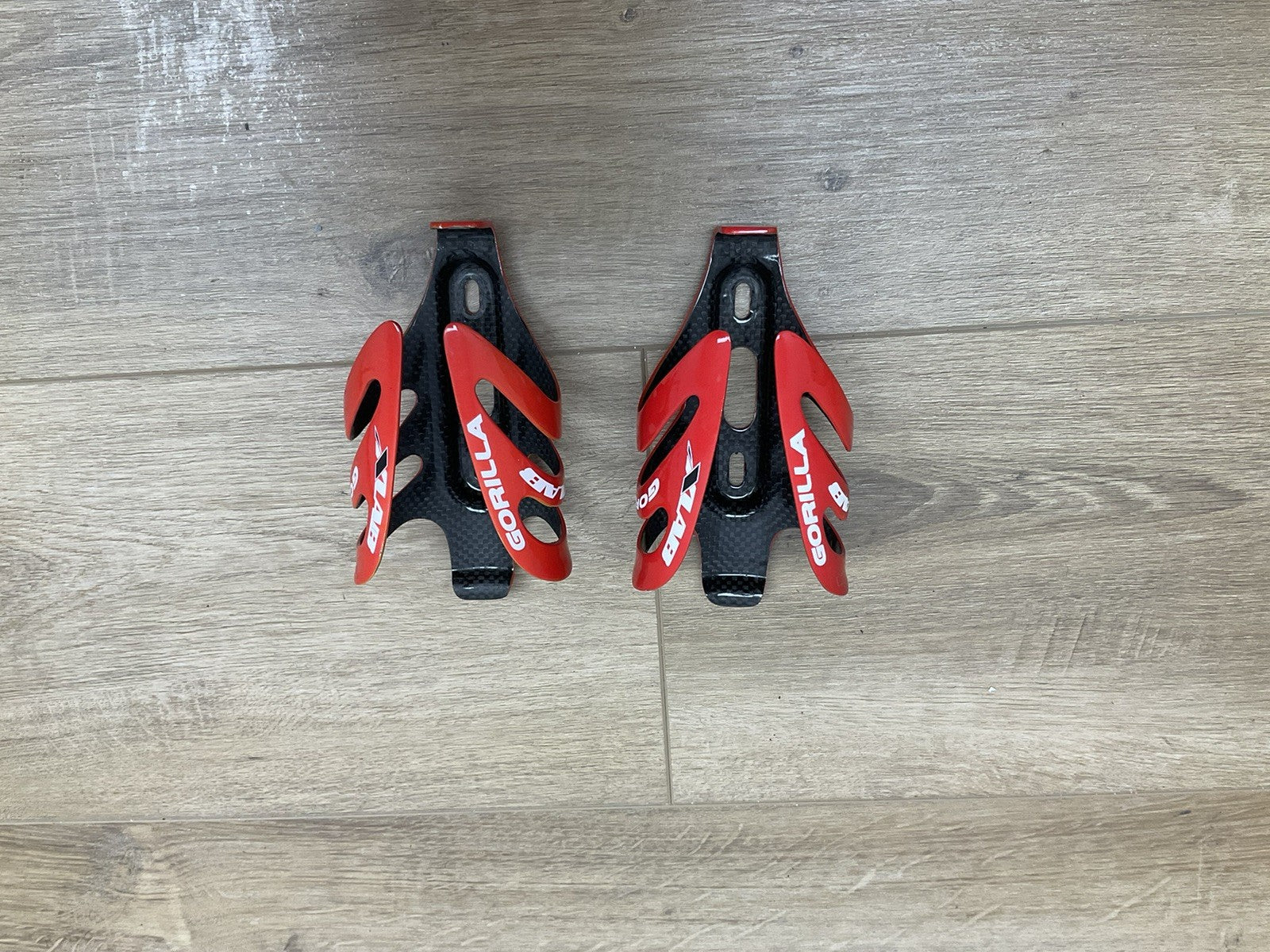 Xlab Gorilla Water Bottle Cages Gloss Red Bike Triathlon Carbon Fiber Grip Pair 