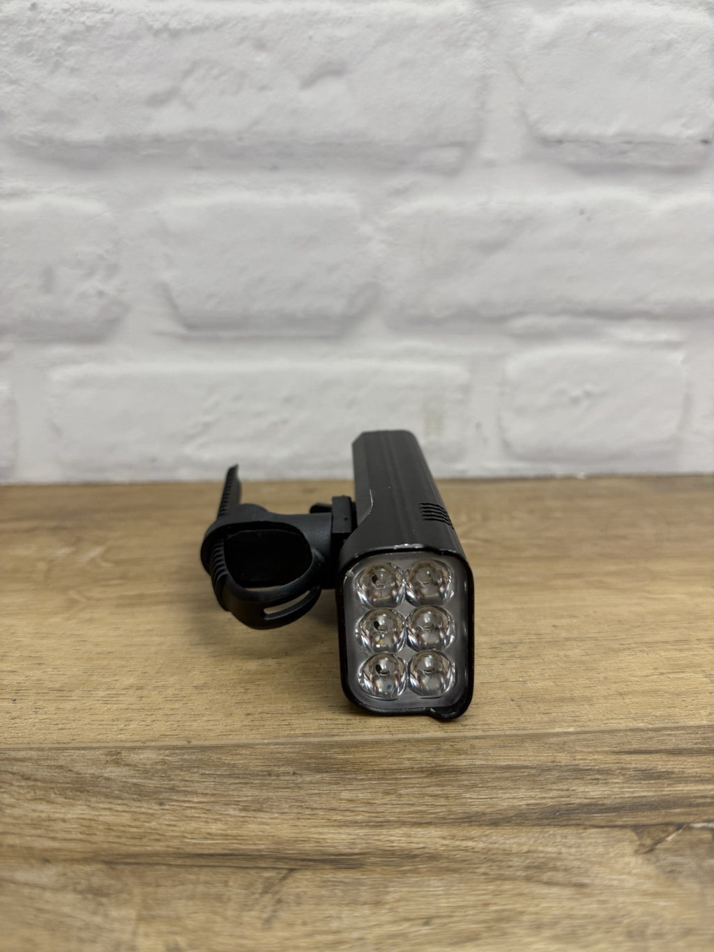black rechargable LED bicycle headlight with strap