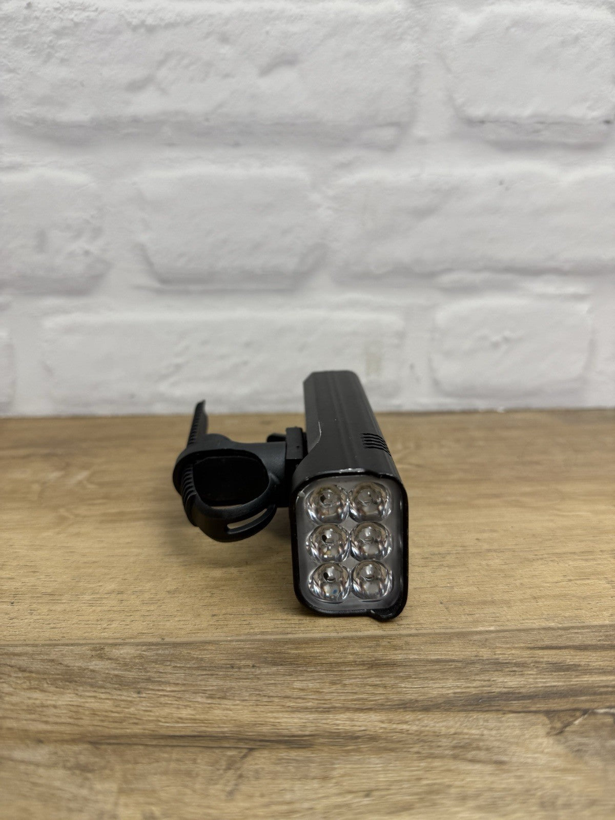 black rechargable LED bicycle headlight with strap