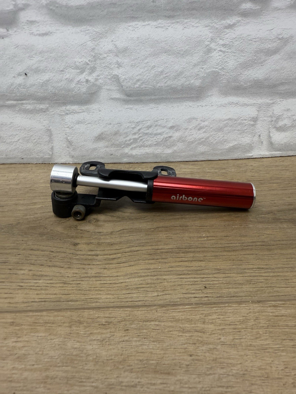 Airbone Mini Bike Pump Red Aluminum Ultra Compact 100 PSI With Frame Bracket
